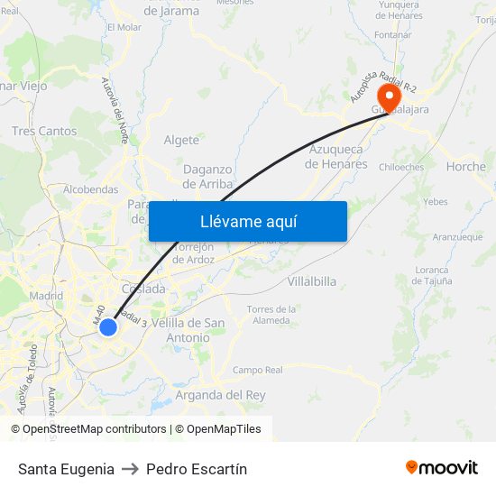 Santa Eugenia to Pedro Escartín map