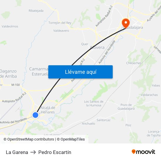 La Garena to Pedro Escartín map