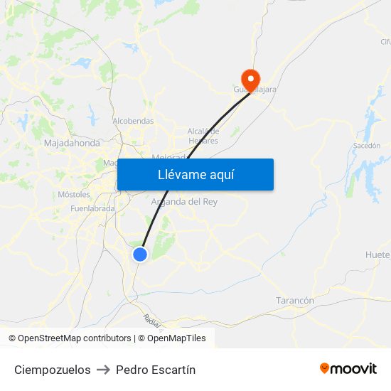 Ciempozuelos to Pedro Escartín map