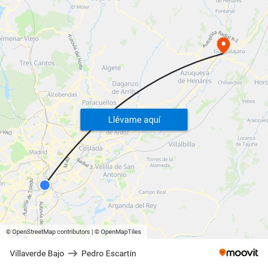 Villaverde Bajo to Pedro Escartín map
