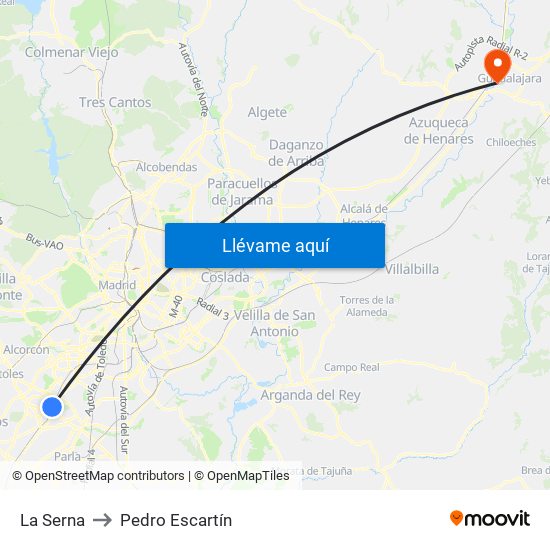 La Serna to Pedro Escartín map