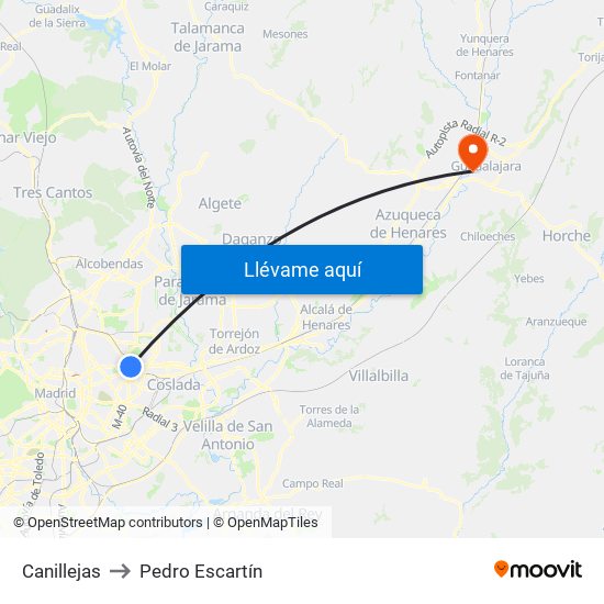 Canillejas to Pedro Escartín map