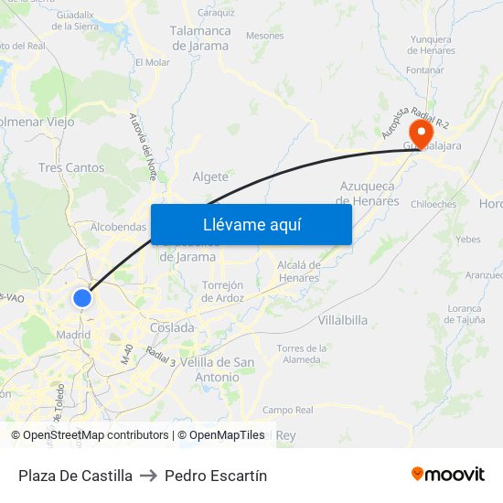 Plaza De Castilla to Pedro Escartín map
