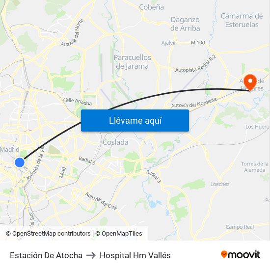 Estación De Atocha to Hospital Hm Vallés map