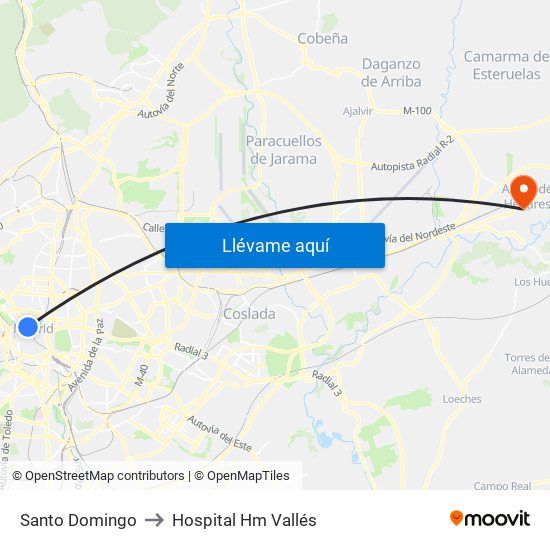 Santo Domingo to Hospital Hm Vallés map