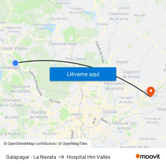 Galapagar - La Navata to Hospital Hm Vallés map