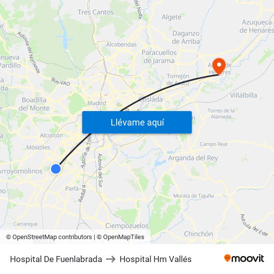 Hospital De Fuenlabrada to Hospital Hm Vallés map
