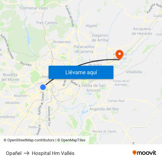 Opañel to Hospital Hm Vallés map