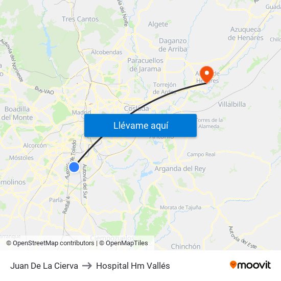 Juan De La Cierva to Hospital Hm Vallés map