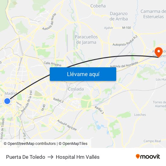 Puerta De Toledo to Hospital Hm Vallés map