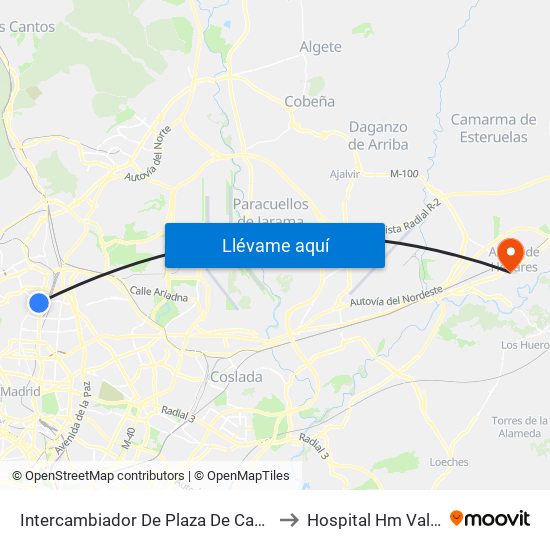 Intercambiador De Plaza De Castilla to Hospital Hm Vallés map