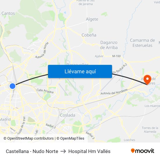 Castellana - Nudo Norte to Hospital Hm Vallés map