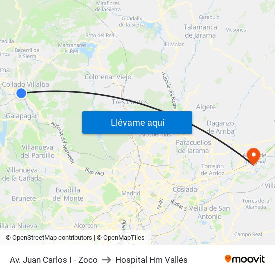 Av. Juan Carlos I - Zoco to Hospital Hm Vallés map