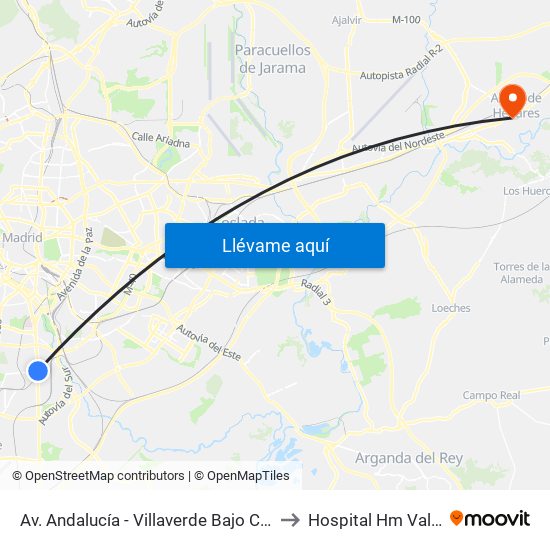 Av. Andalucía - Villaverde Bajo Cruce to Hospital Hm Vallés map