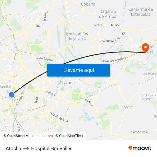 Atocha to Hospital Hm Vallés map