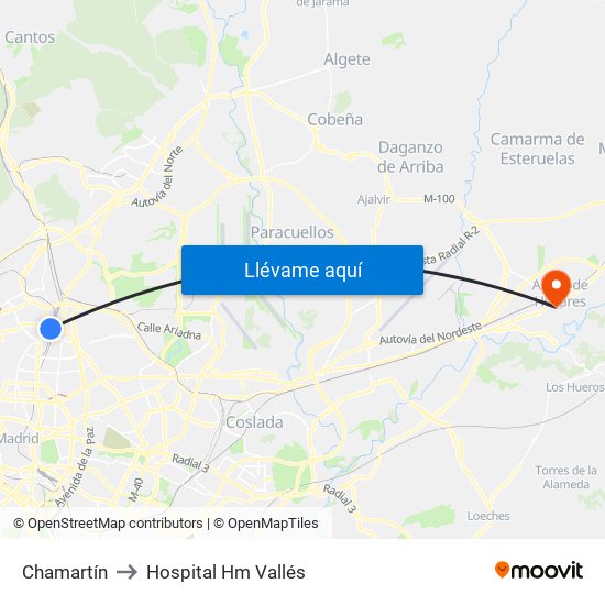 Chamartín to Hospital Hm Vallés map