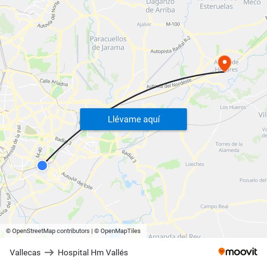 Vallecas to Hospital Hm Vallés map
