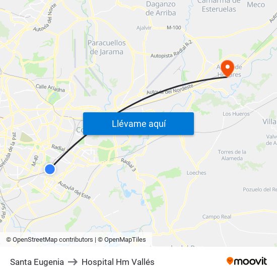 Santa Eugenia to Hospital Hm Vallés map