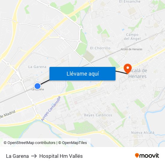 La Garena to Hospital Hm Vallés map