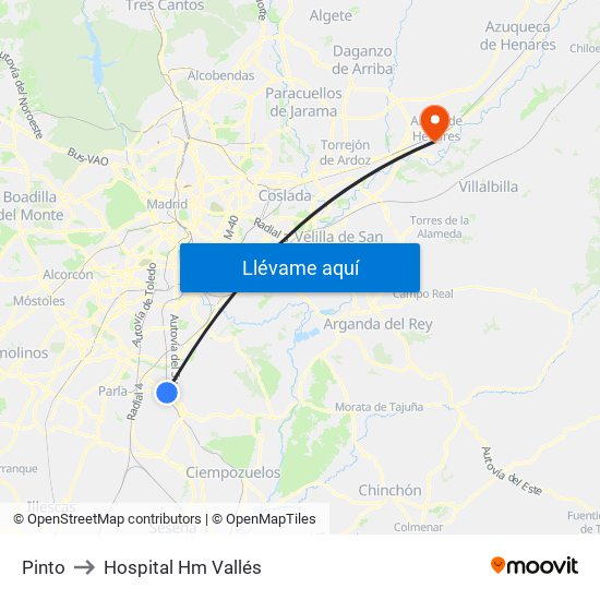 Pinto to Hospital Hm Vallés map
