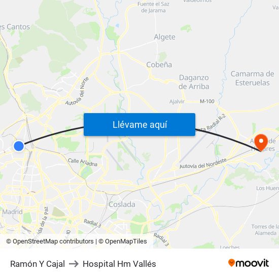 Ramón Y Cajal to Hospital Hm Vallés map