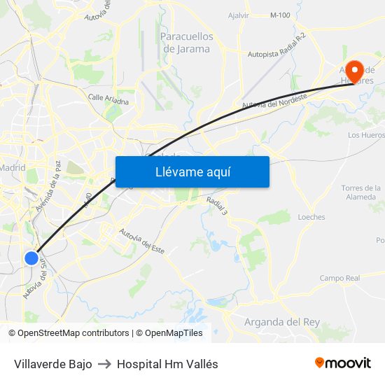 Villaverde Bajo to Hospital Hm Vallés map