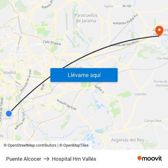 Puente Alcocer to Hospital Hm Vallés map