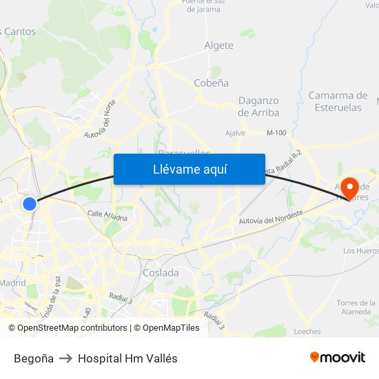 Begoña to Hospital Hm Vallés map