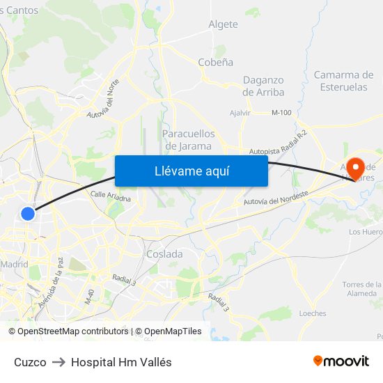 Cuzco to Hospital Hm Vallés map