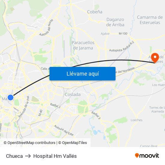Chueca to Hospital Hm Vallés map