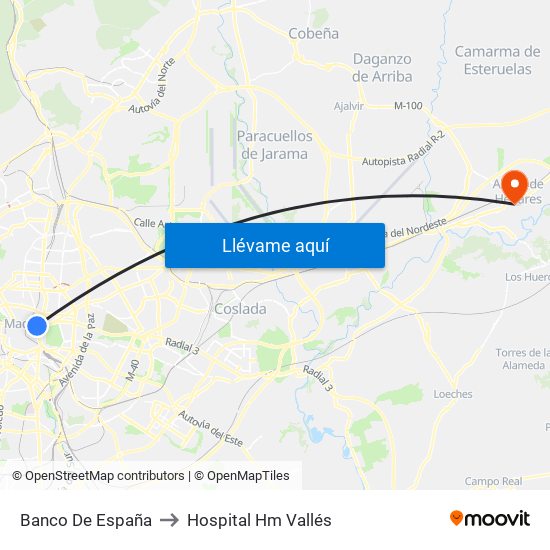 Banco De España to Hospital Hm Vallés map
