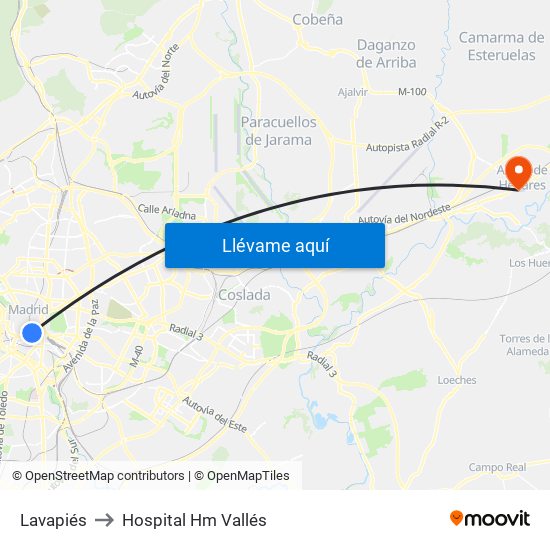 Lavapiés to Hospital Hm Vallés map