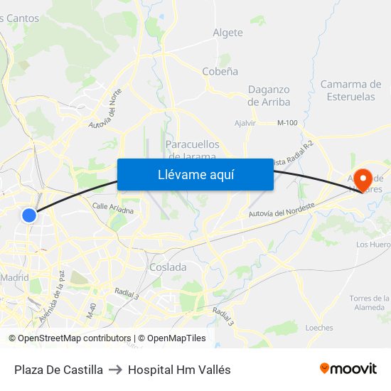 Plaza De Castilla to Hospital Hm Vallés map
