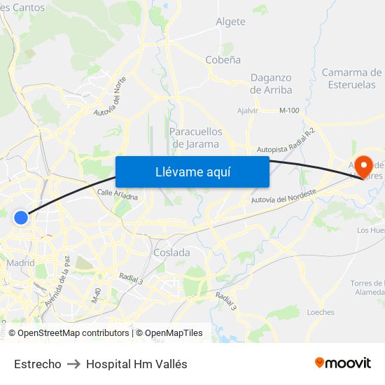 Estrecho to Hospital Hm Vallés map