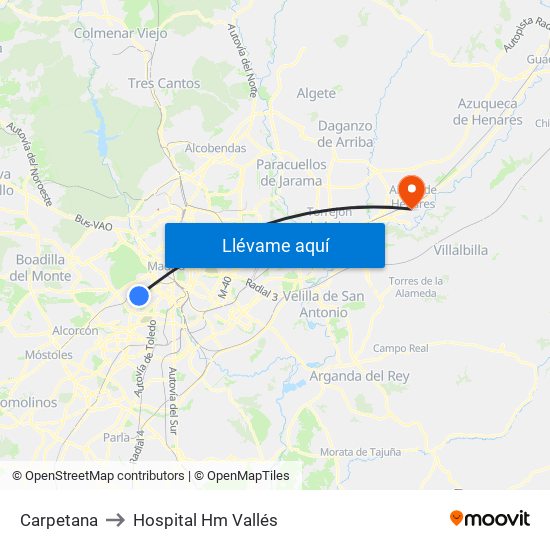 Carpetana to Hospital Hm Vallés map