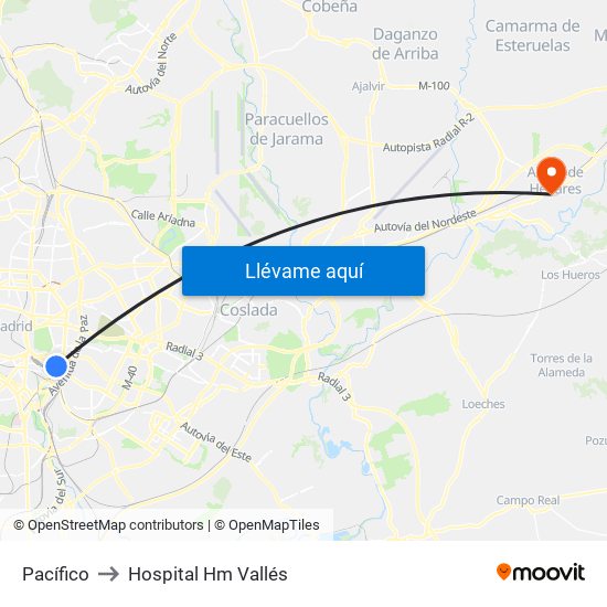 Pacífico to Hospital Hm Vallés map