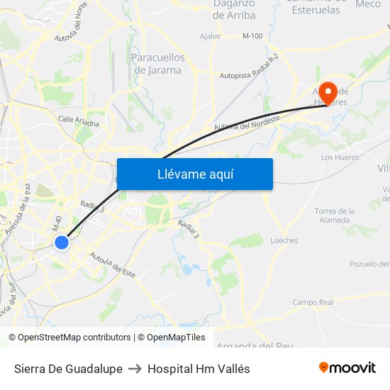 Sierra De Guadalupe to Hospital Hm Vallés map