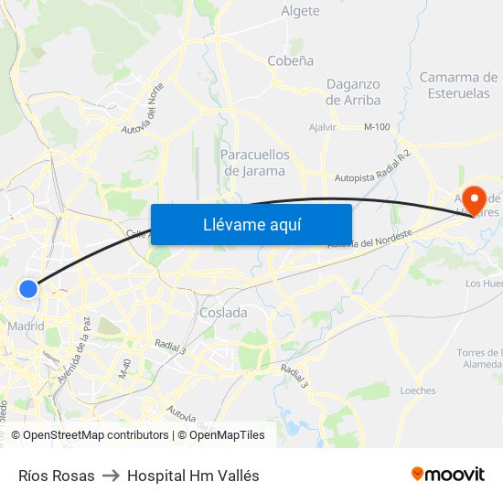 Ríos Rosas to Hospital Hm Vallés map
