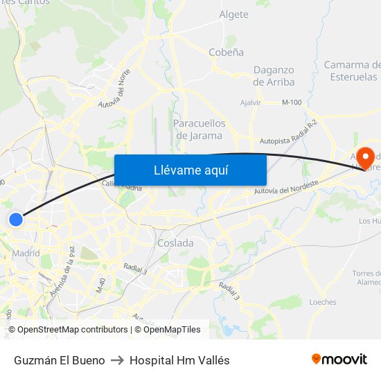 Guzmán El Bueno to Hospital Hm Vallés map