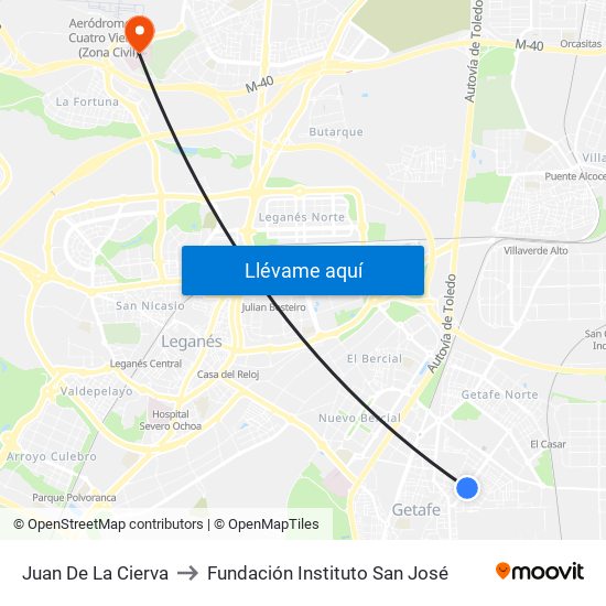 Juan De La Cierva to Fundación Instituto San José map