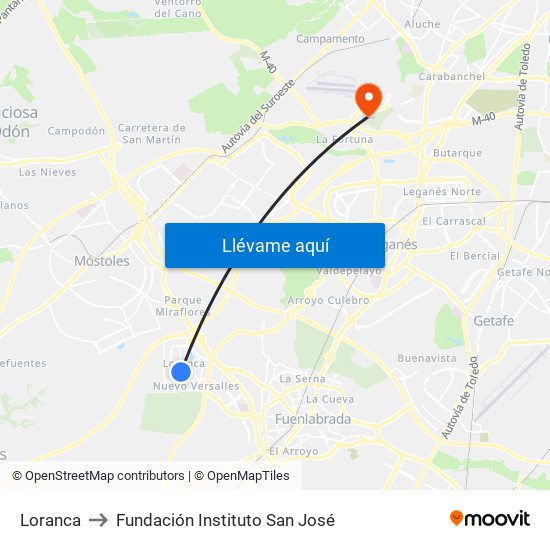 Loranca to Fundación Instituto San José map