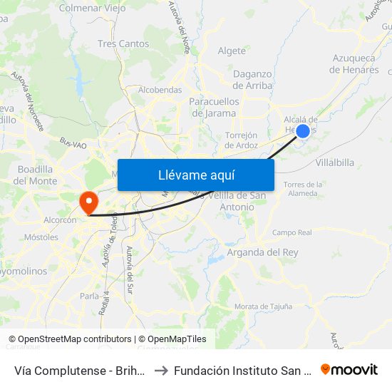 Vía Complutense - Brihuega to Fundación Instituto San José map