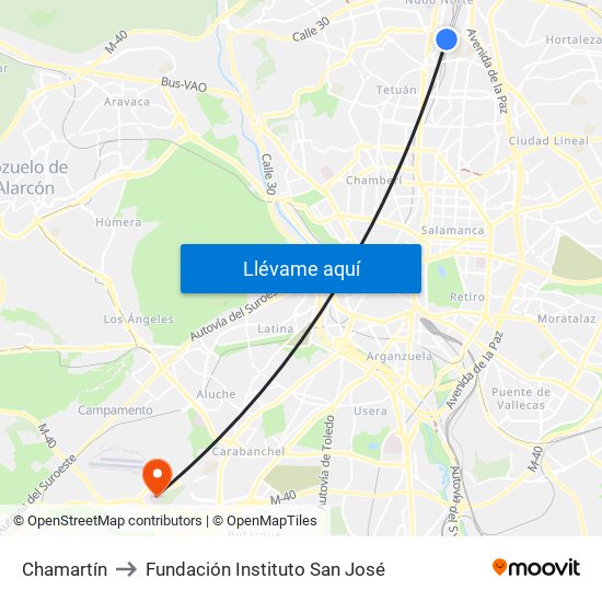 Chamartín to Fundación Instituto San José map