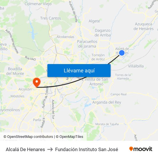 Alcalá De Henares to Fundación Instituto San José map