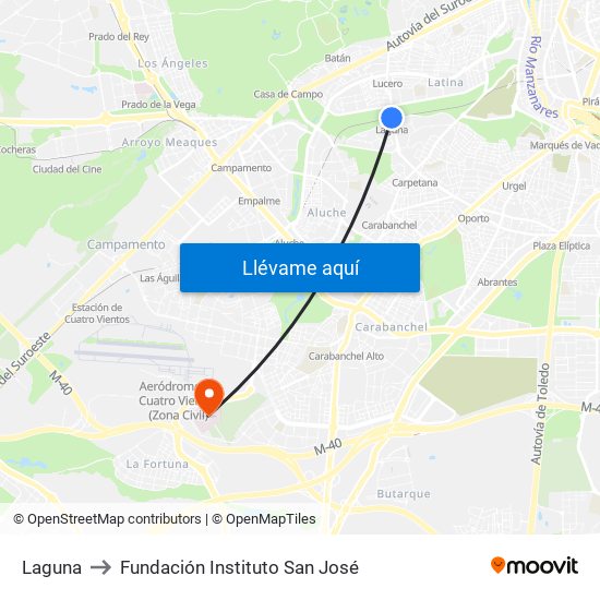 Laguna to Fundación Instituto San José map