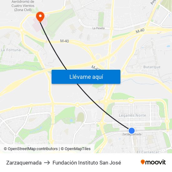 Zarzaquemada to Fundación Instituto San José map