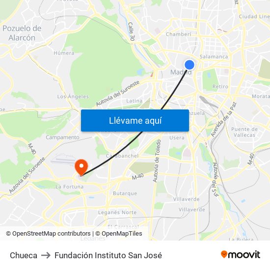 Chueca to Fundación Instituto San José map