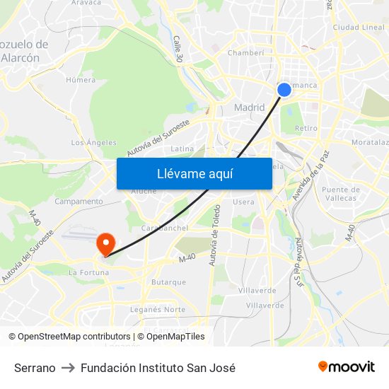 Serrano to Fundación Instituto San José map