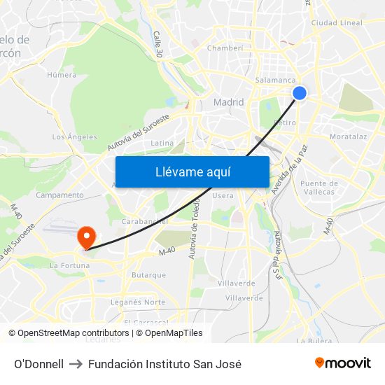 O'Donnell to Fundación Instituto San José map