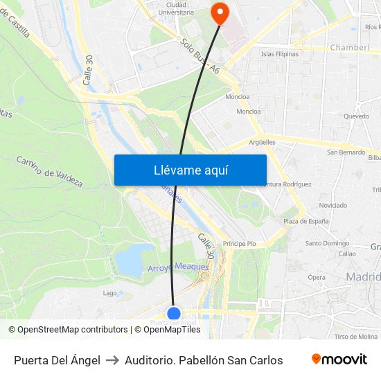 Puerta Del Ángel to Auditorio. Pabellón San Carlos map